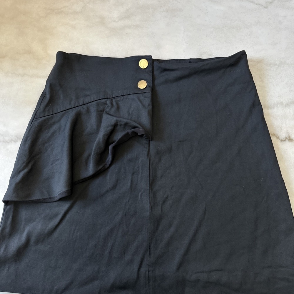 SANDRO Short Skirt with Asymmetrical Ruffle - Size 2 Black - Picture 3 of 8